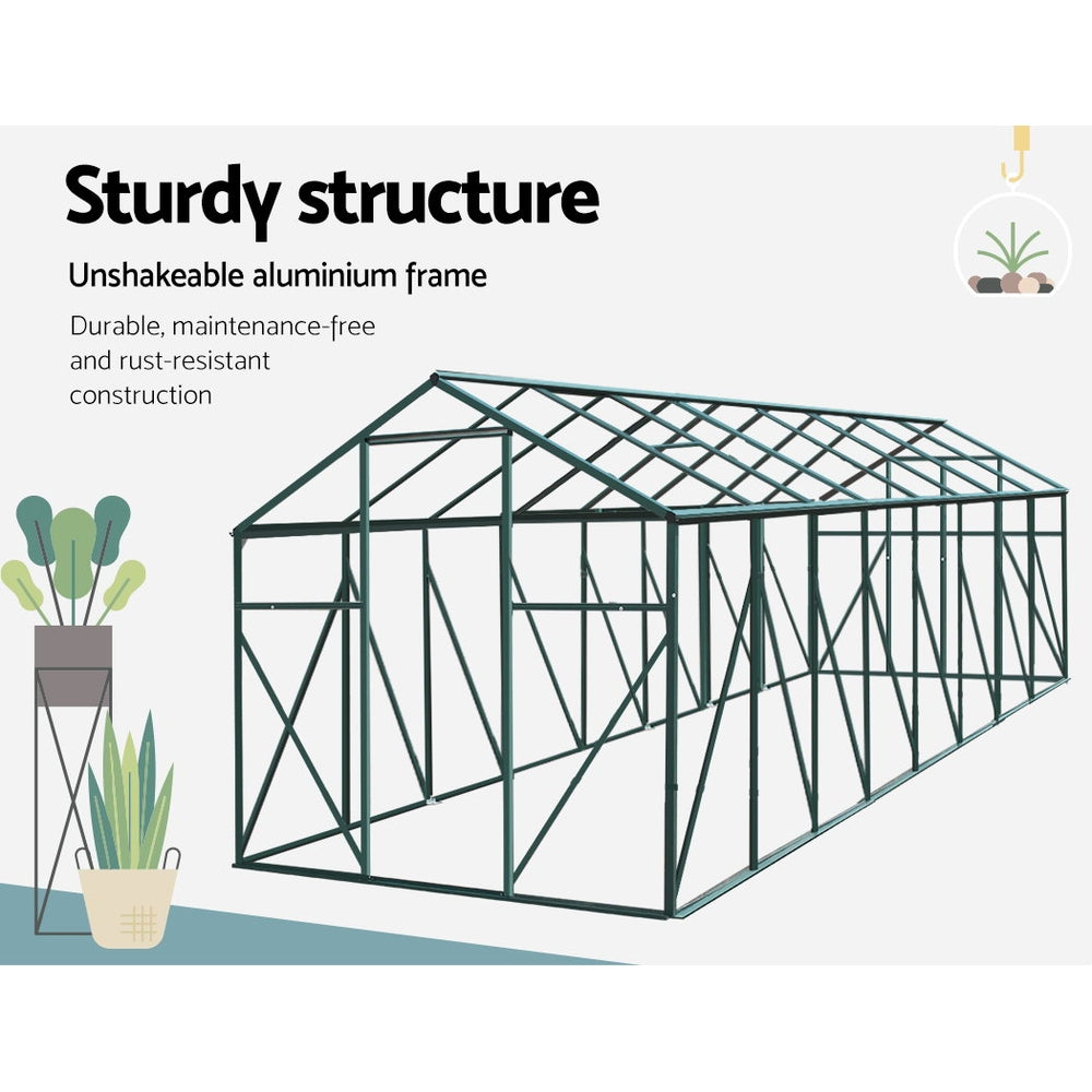 Greenhouses & Accessories: Green Fingers Greenhouse 5.1x2.44x2.1M Aluminium Polycarbonate Green House Garden Shed