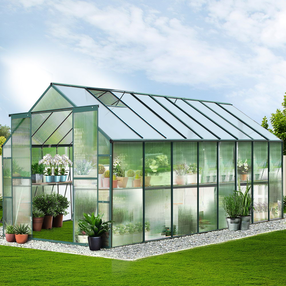 Greenhouses & Accessories: Green Fingers Greenhouse 5.1x2.44x2.1M Aluminium Polycarbonate Green House Garden Shed
