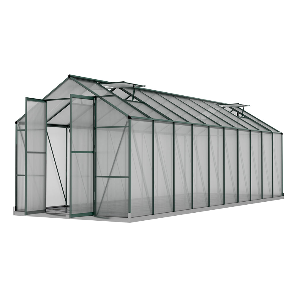 Greenhouses & Accessories: Green Fingers Greenhouse 6.3x2.44x2.1M Aluminium Polycarbonate Green House Garden Shed