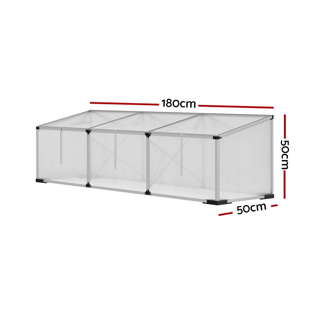 Greenhouses & Accessories: Green Fingers Greenhouse 180x50x50CM Cold Frame Plant Grow Aluminium Polycarbonate Green House
