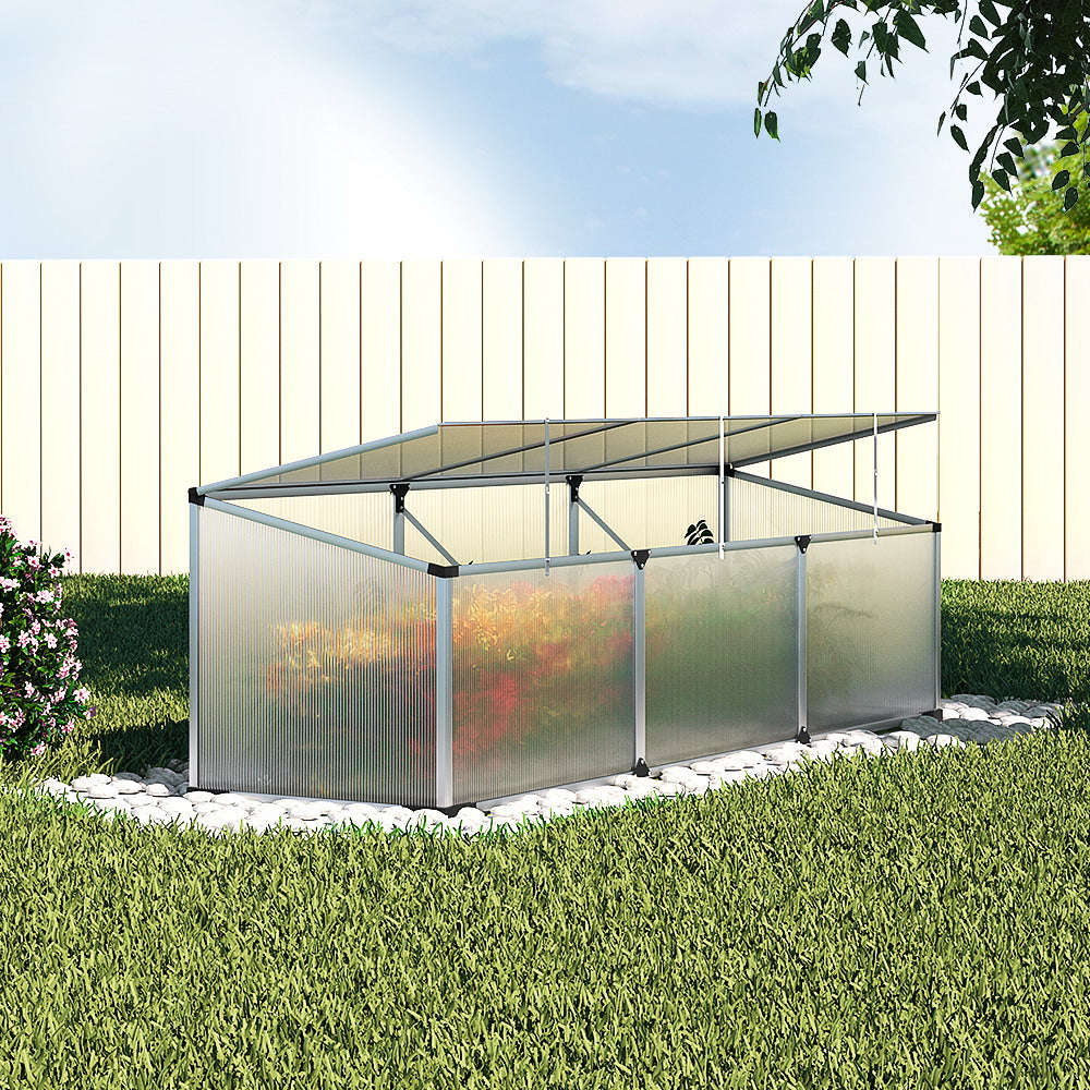 Greenhouses & Accessories: Green Fingers Greenhouse 180x50x50CM Cold Frame Plant Grow Aluminium Polycarbonate Green House