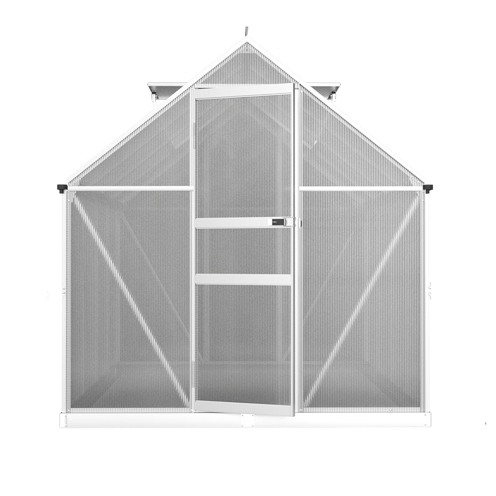 Greenhouses & Accessories: Green Fingers Greenhouse 2.42x1.9x1.95M Aluminium Polycarbonate Green House Garden Shed