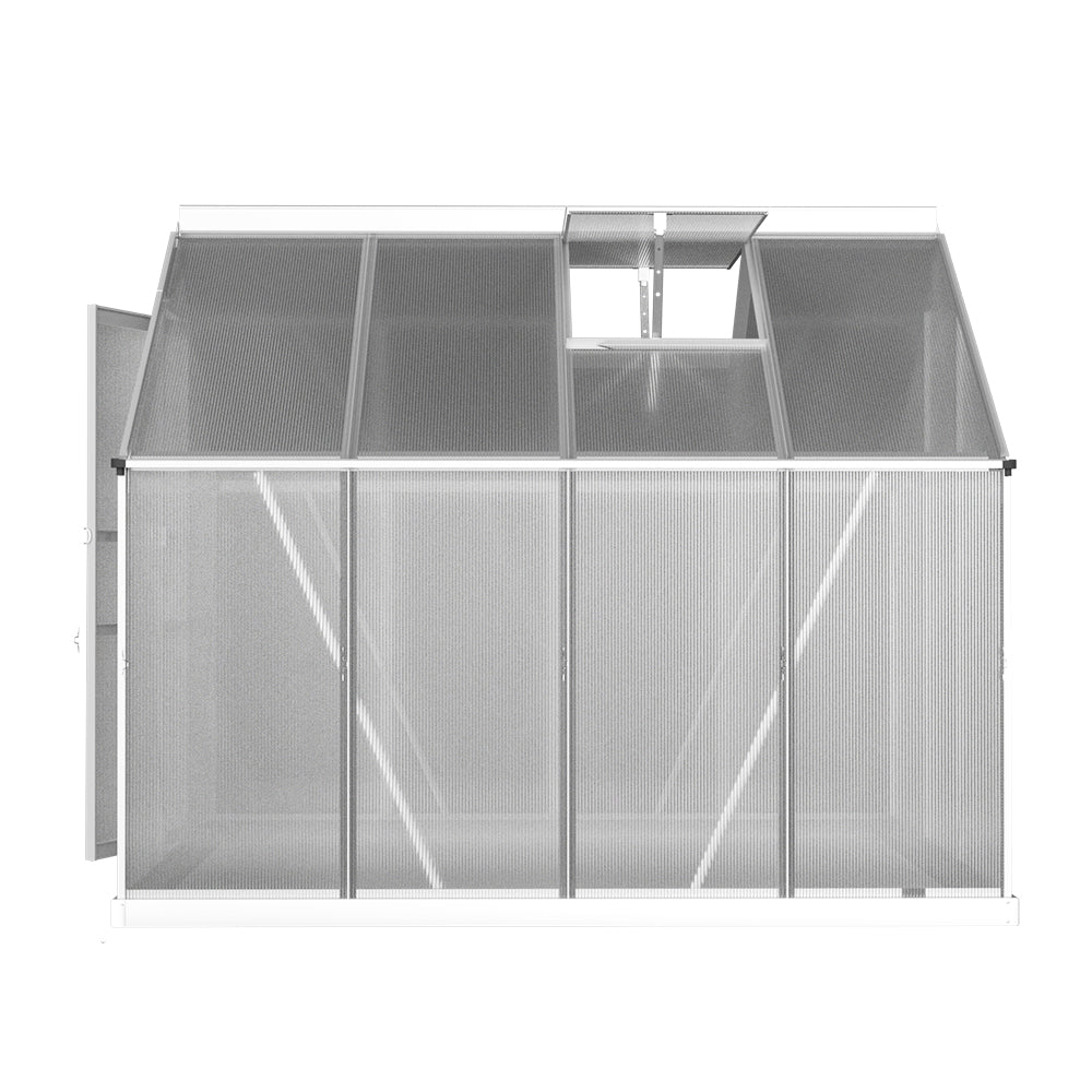 Greenhouses & Accessories: Green Fingers Greenhouse 2.42x1.9x1.95M Aluminium Polycarbonate Green House Garden Shed