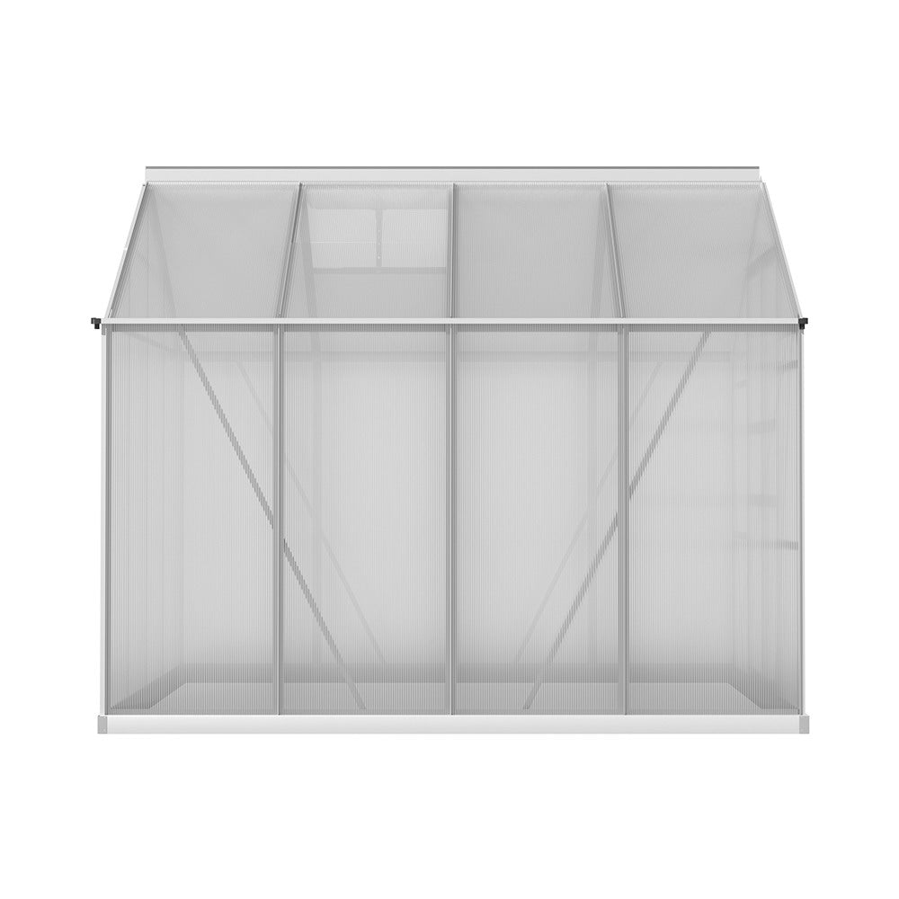Greenhouses & Accessories: Green Fingers Greenhouse 2.42x2.5x2.26M Aluminium Double Doors Green House Garden Shed