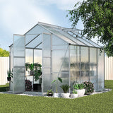 Green Fingers Greenhouse 2.42x2.5x2.26M Aluminium Double Doors Green House Garden Shed