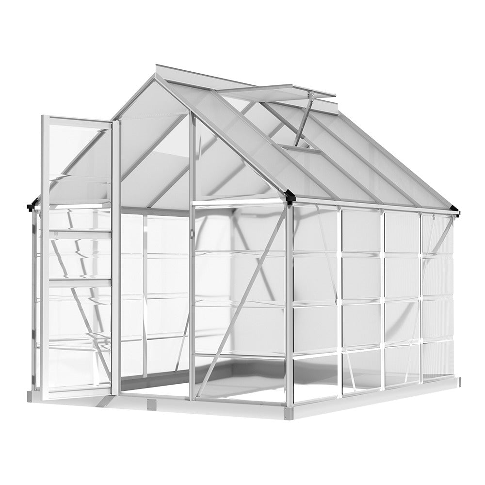 Greenhouses & Accessories: Green Fingers Greenhouse 2.48x1.89x2M Aluminium Polycarbonate Green House Garden Shed