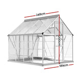 Green Fingers Greenhouse 2.48x1.89x2M Aluminium Polycarbonate Green House Garden Shed