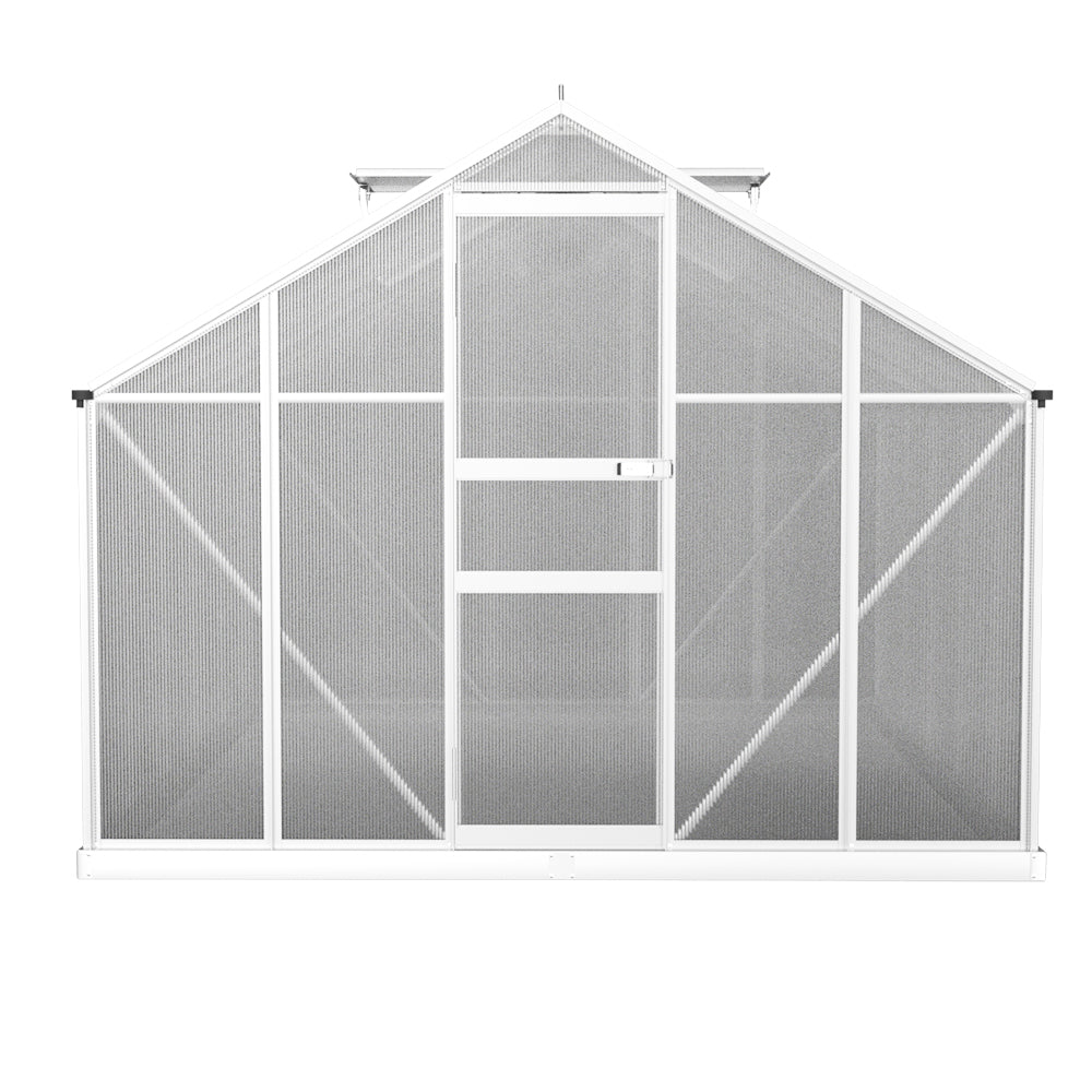 Greenhouses & Accessories: Green Fingers Greenhouse 3x2.5x1.95M Aluminium Polycarbonate Green House Garden Shed