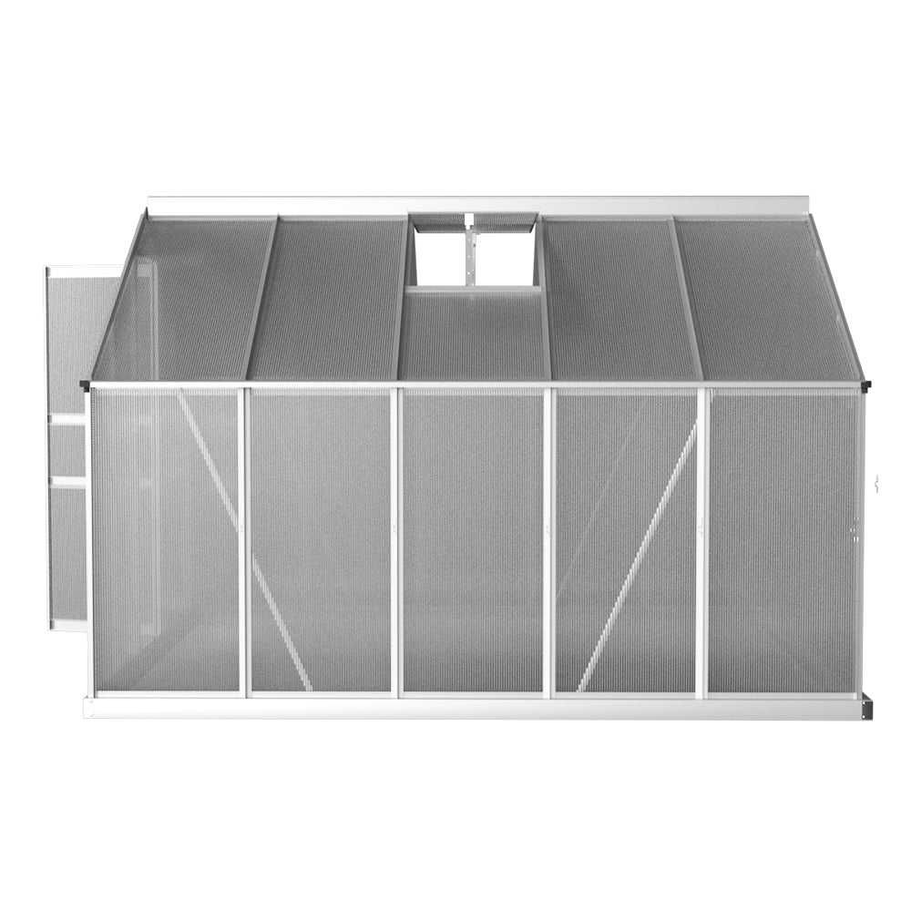 Greenhouses & Accessories: Green Fingers Greenhouse 3x2.5x1.95M Aluminium Polycarbonate Green House Garden Shed