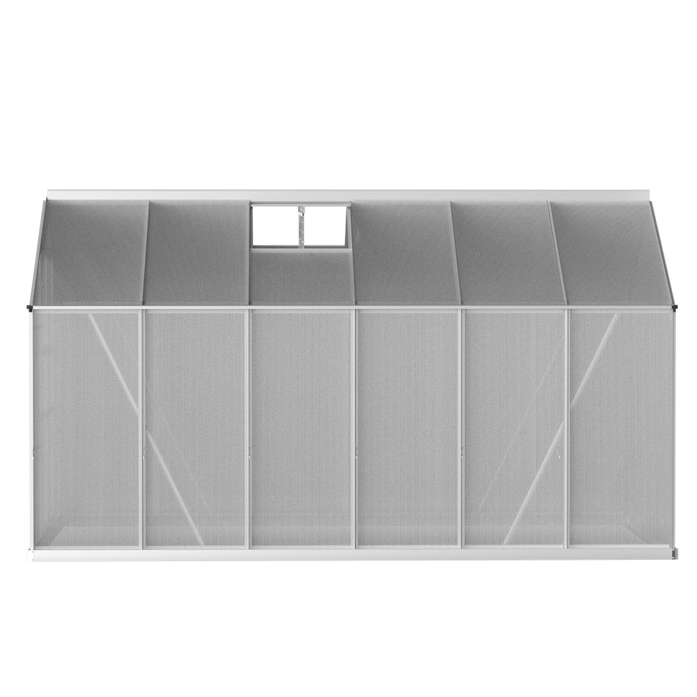 Greenhouses & Accessories: Green Fingers Greenhouse 3x2.5x2.26M Double Doors Aluminium Green House Garden Shed