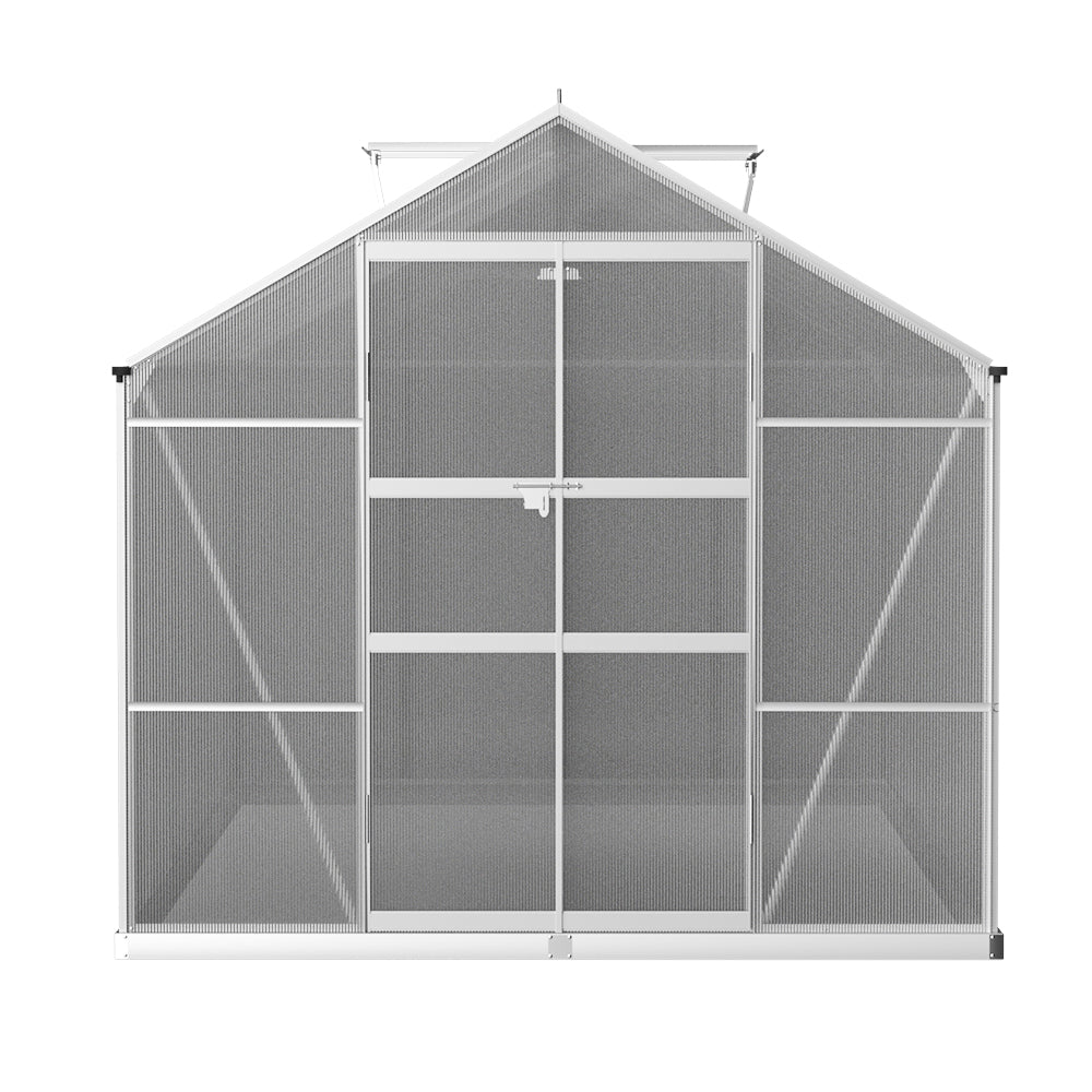 Greenhouses & Accessories: Green Fingers Greenhouse 3x2.5x2.26M Double Doors Aluminium Green House Garden Shed