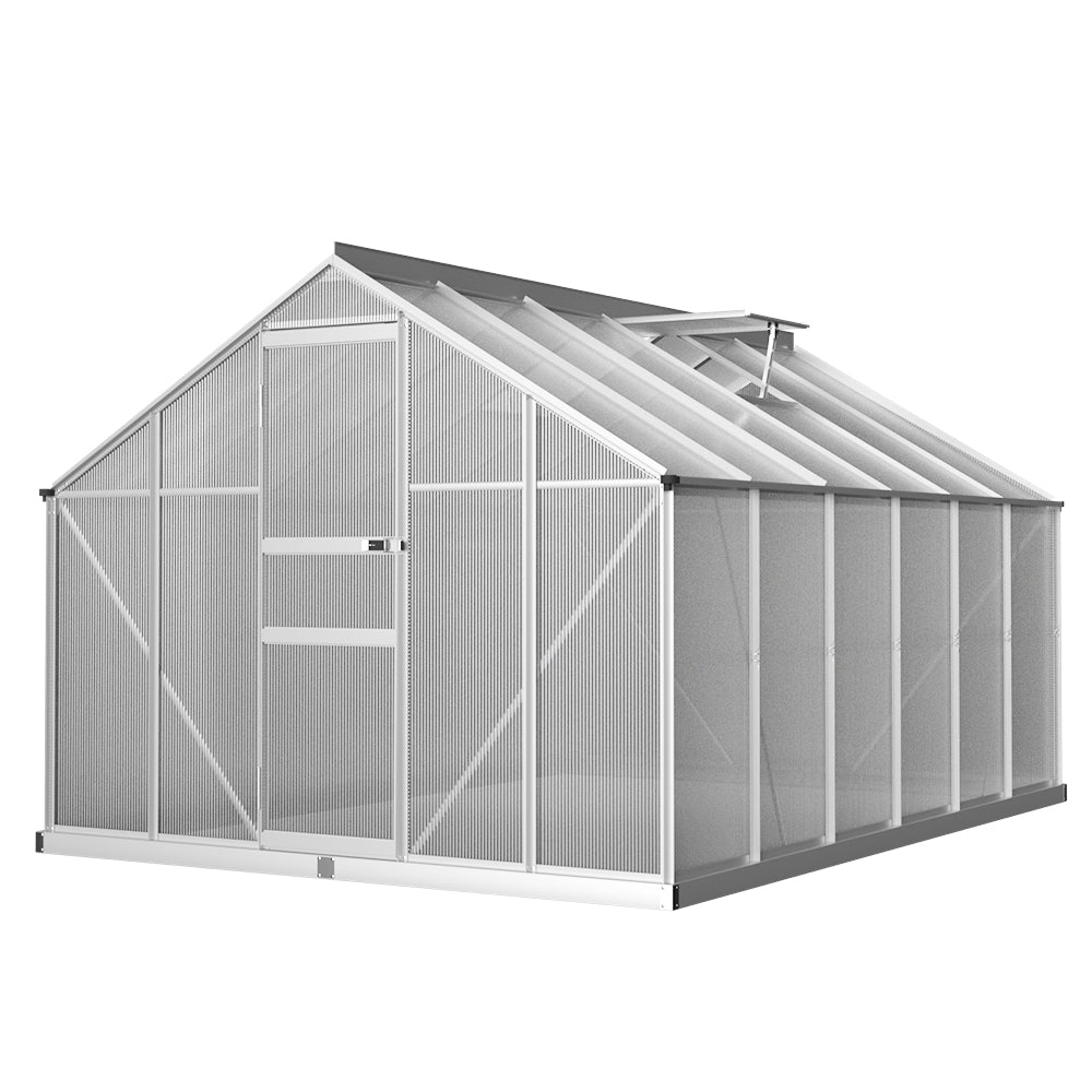 Greenhouses & Accessories: Green Fingers Greenhouse 3.6x2.5x1.95M Aluminium Polycarbonate Green House Garden Shed