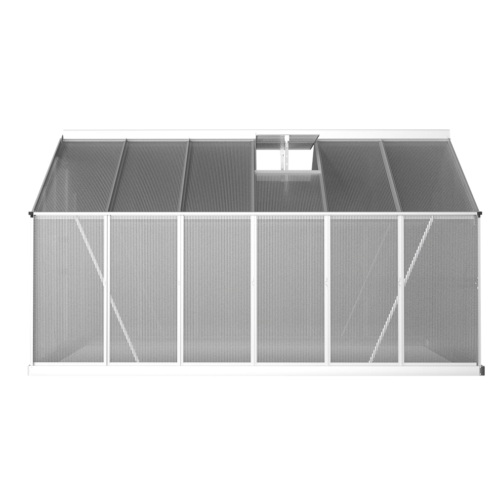 Greenhouses & Accessories: Green Fingers Greenhouse 3.6x2.5x1.95M Aluminium Polycarbonate Green House Garden Shed