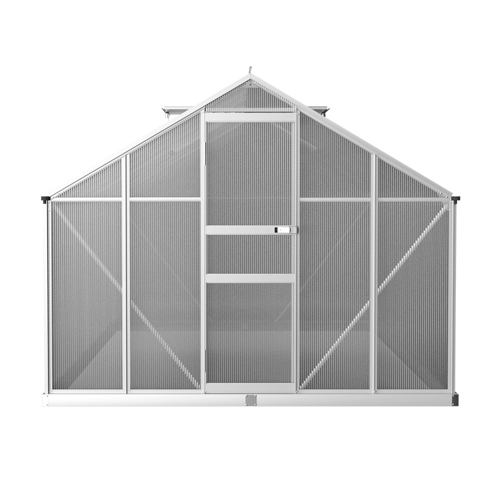 Greenhouses & Accessories: Green Fingers Greenhouse 3.6x2.5x1.95M Aluminium Polycarbonate Green House Garden Shed