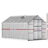 Green Fingers Greenhouse 3.7x2.5x2.26M Double Doors Aluminium Green House Garden Shed