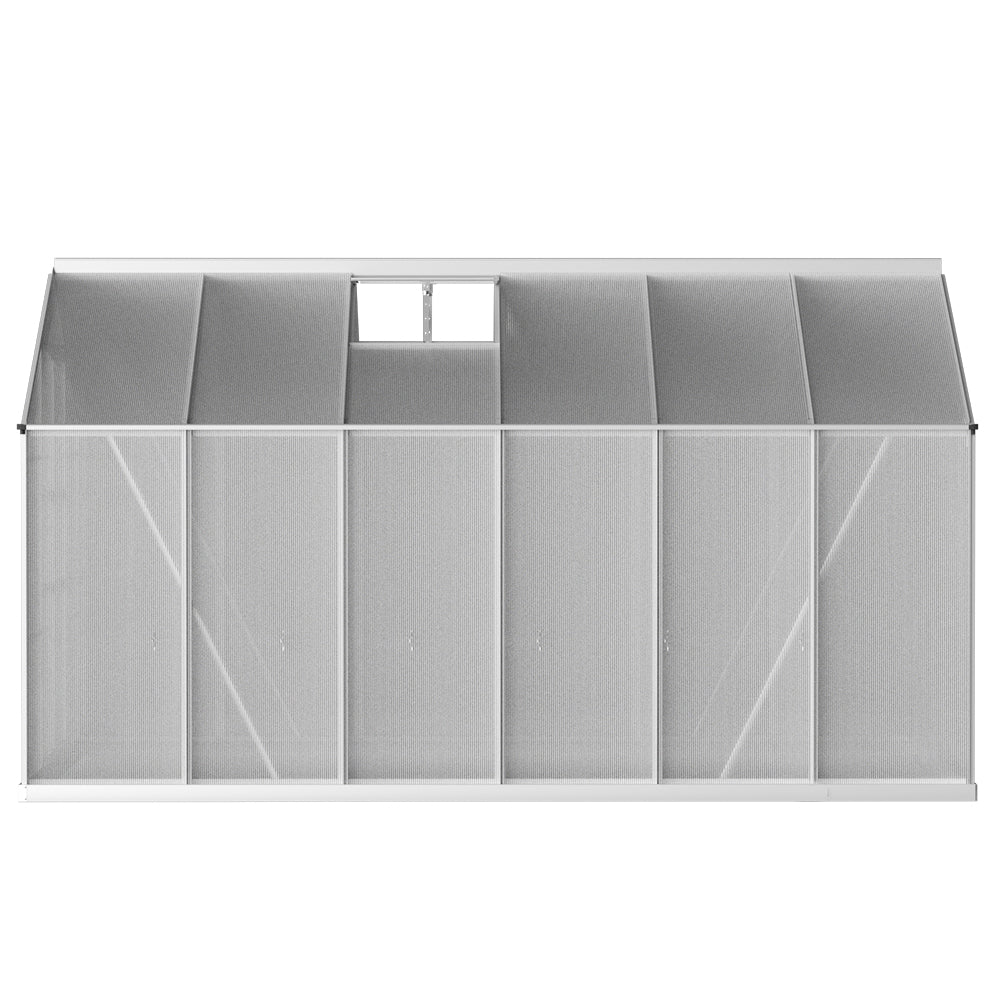 Greenhouses & Accessories: Green Fingers Greenhouse 3.7x2.5x2.26M Double Doors Aluminium Green House Garden Shed
