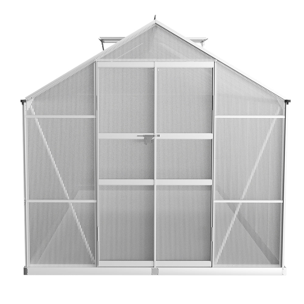 Greenhouses & Accessories: Green Fingers Greenhouse 4.1x2.5x2.26M Double Doors Aluminium Green House Garden Shed