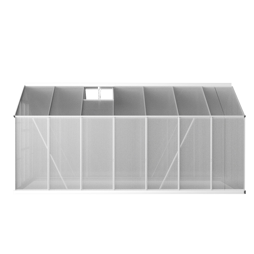 Greenhouses & Accessories: Green Fingers Greenhouse 4.1x2.5x2.26M Double Doors Aluminium Green House Garden Shed