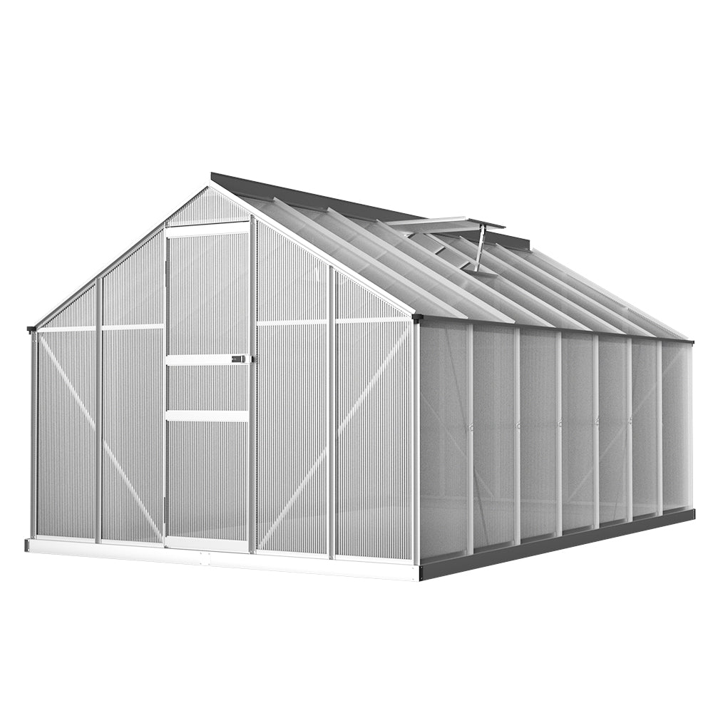 Greenhouses & Accessories: Green Fingers Greenhouse 4.2x2.5x1.95M Aluminium Polycarbonate Green House Garden Shed