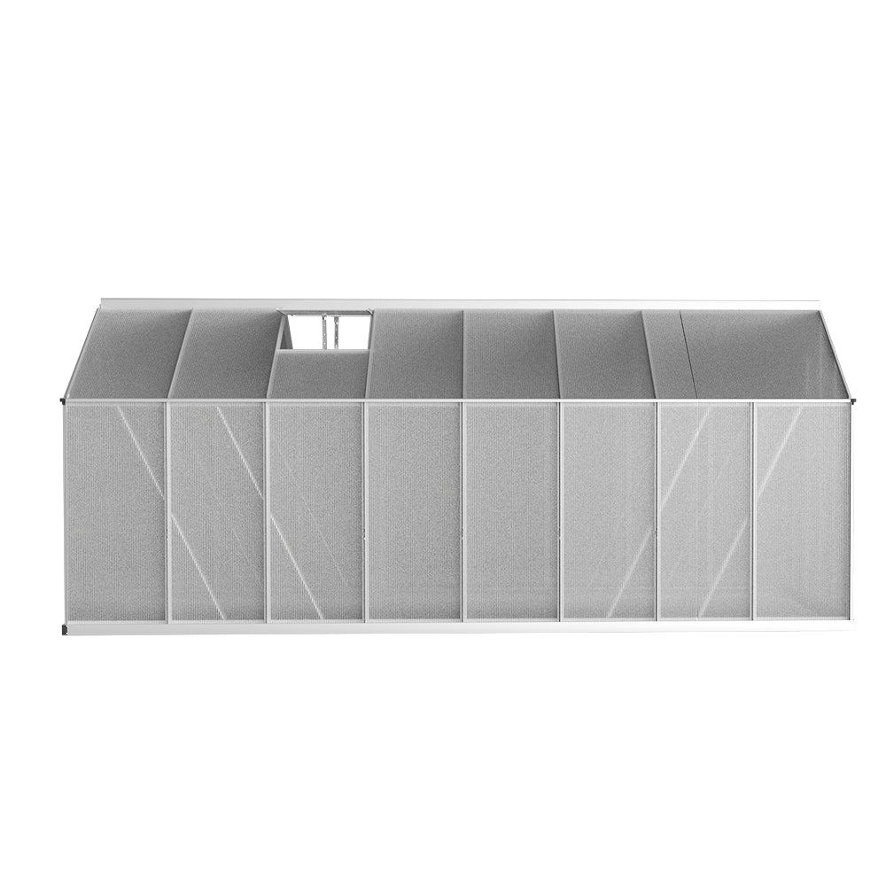 Greenhouses & Accessories: Green Fingers Greenhouse 4.7x2.5x2.26M Double Doors Aluminium Green House Garden Shed