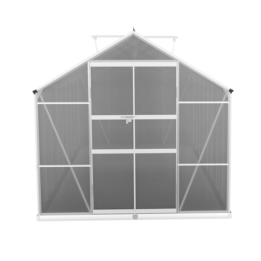 Greenhouses & Accessories: Green Fingers Greenhouse 4.7x2.5x2.26M Double Doors Aluminium Green House Garden Shed