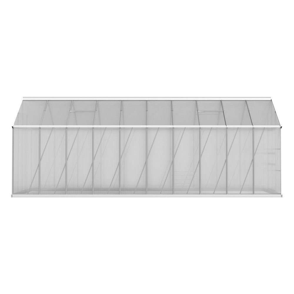 Greenhouses & Accessories: Green Fingers Greenhouse 6.03x2.44x2.68M Double Doors Aluminium Green House Garden Shed