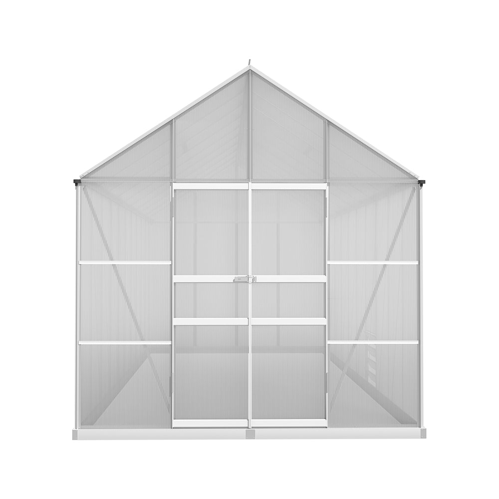 Greenhouses & Accessories: Green Fingers Greenhouse 6.03x2.44x2.68M Double Doors Aluminium Green House Garden Shed