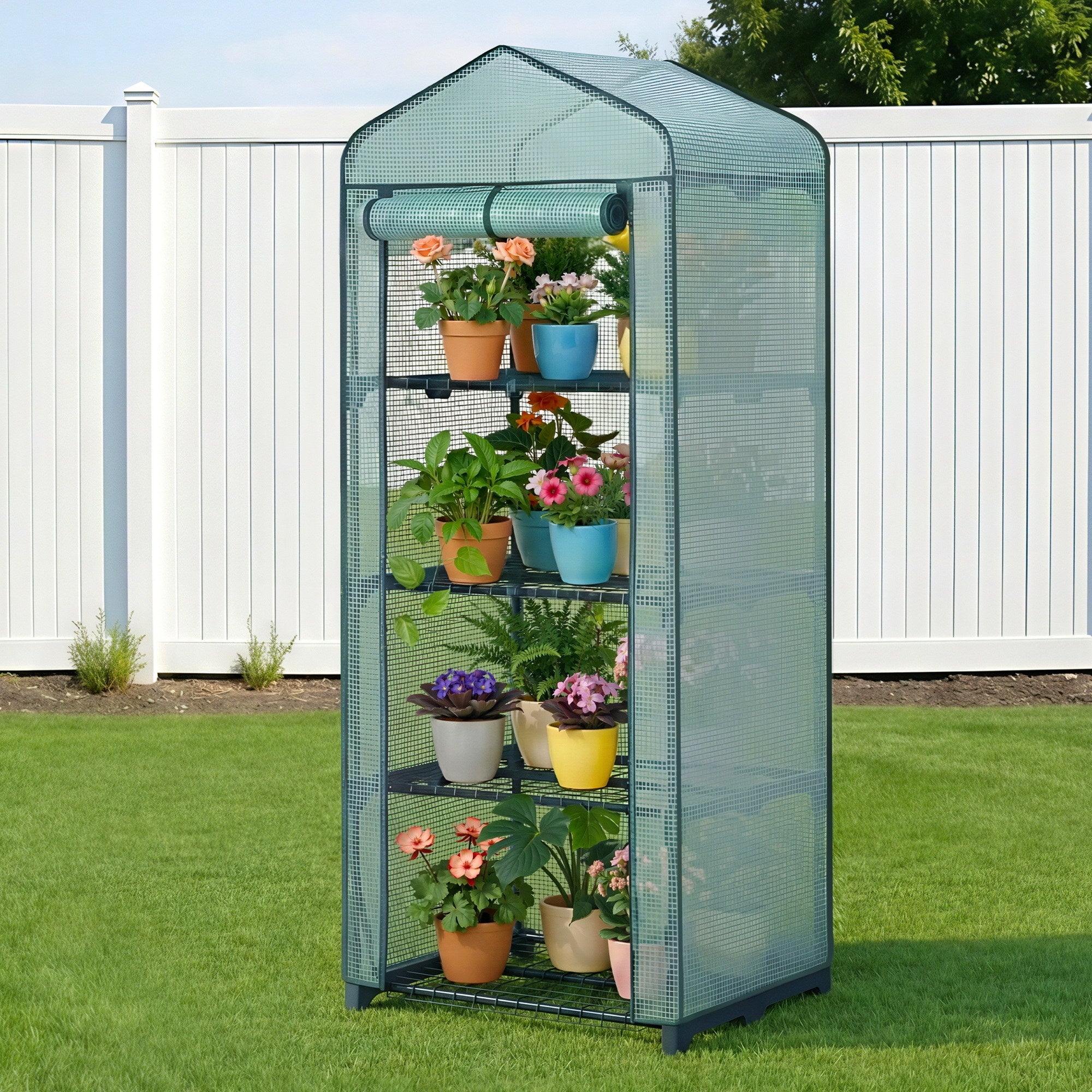 Greenhouses & Accessories: Green Fingers Greenhouse 4 Tiers Mini Green House Garden Bed 1.6x0.7x0.5M