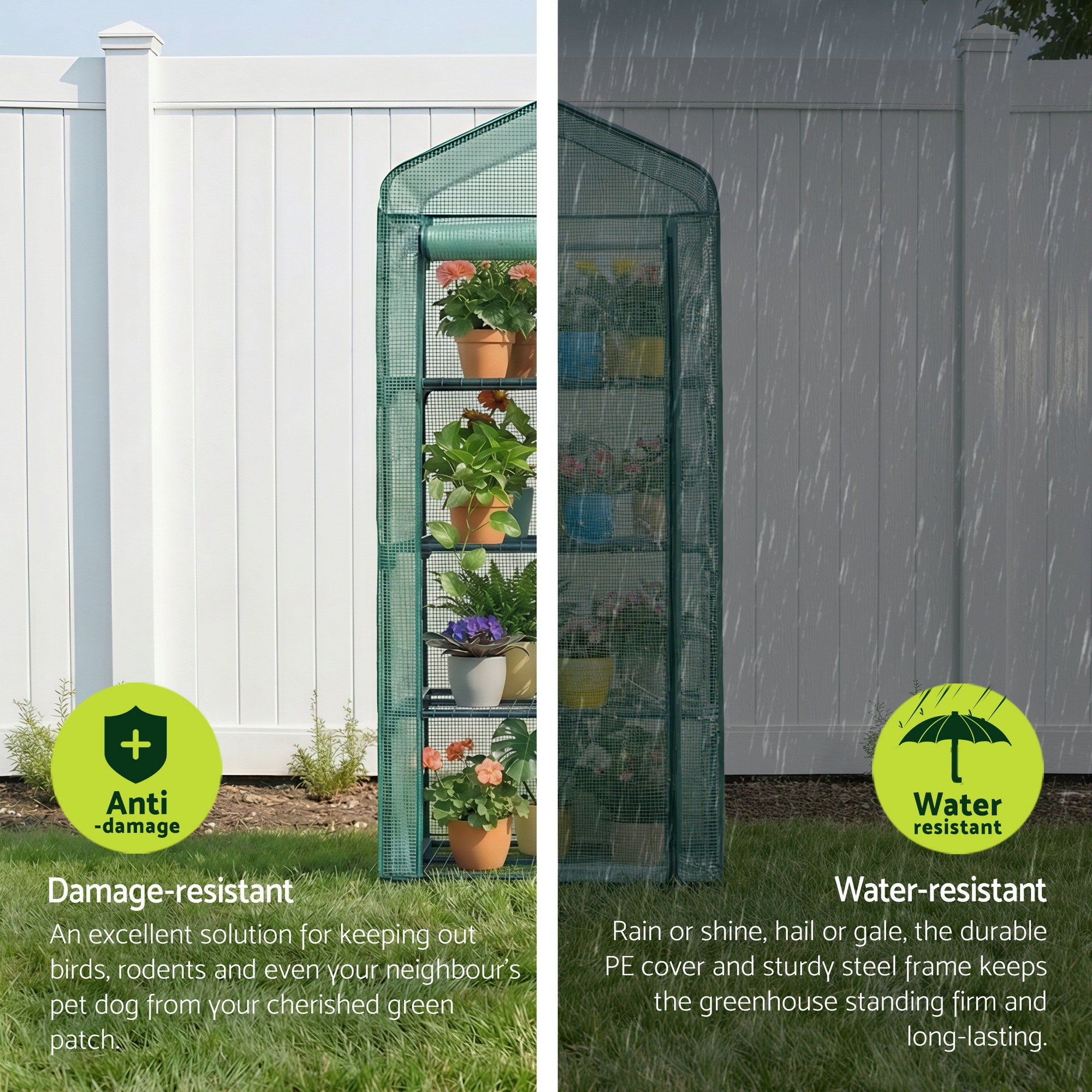 Greenhouses & Accessories: Green Fingers Greenhouse 4 Tiers Mini Green House Garden Bed 1.6x0.7x0.5M