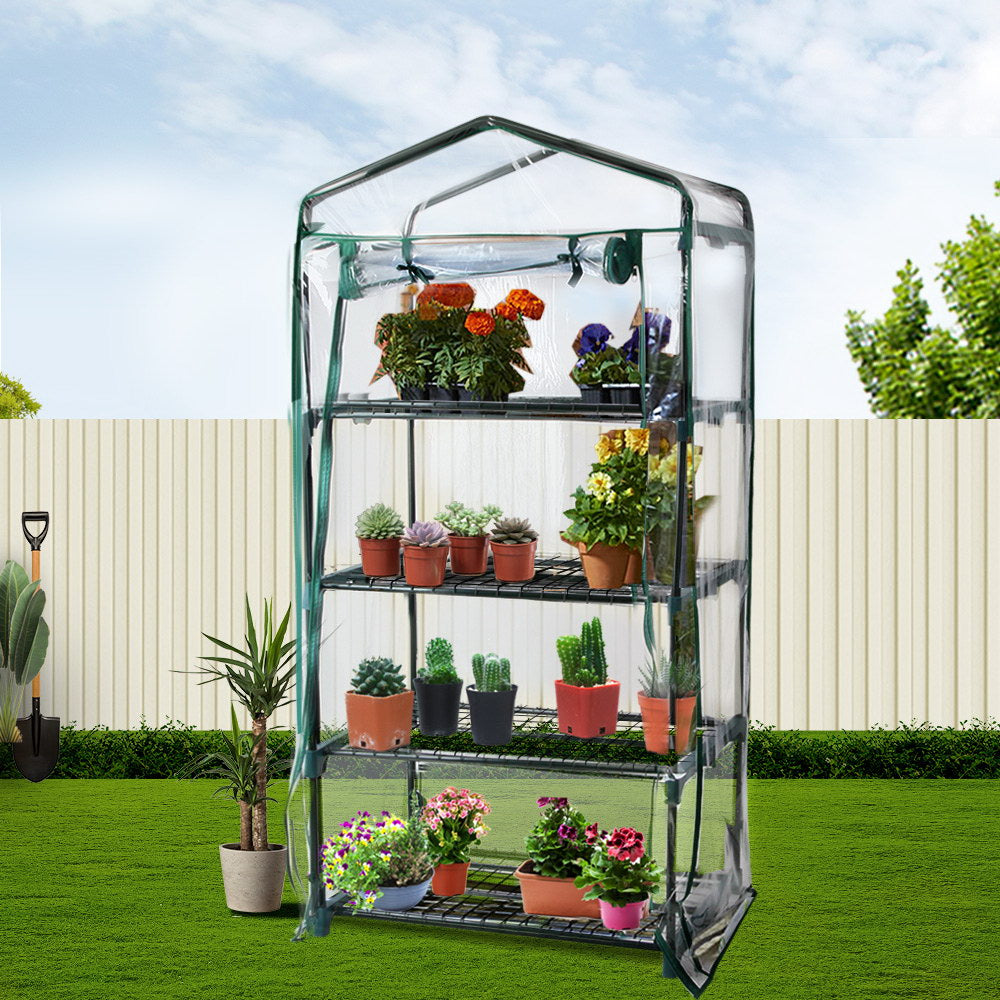 Greenhouses & Accessories: Green Fingers Greenhouse 4 Tiers Mini Green House Garden Bed Planter Box 1.6x0.7x0.5M