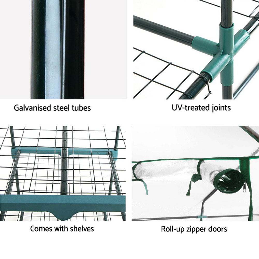Greenhouses & Accessories: Green Fingers Greenhouse 4 Tiers Mini Green House Garden Bed Planter Box 1.6x0.7x0.5M