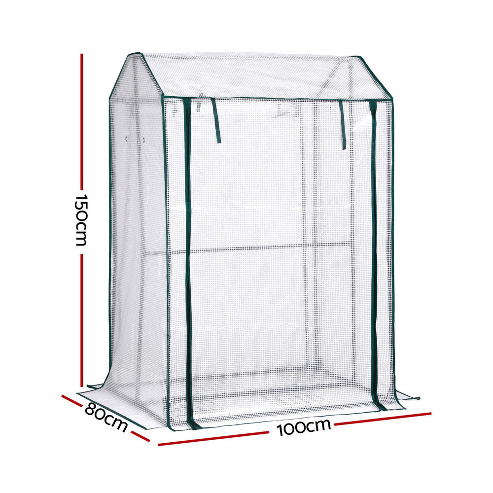 Greenhouses & Accessories: Green Fingers Mini Greenhouse PE Cover Green House Roll-Up Zippered Door 1.0x0.8x1.5M