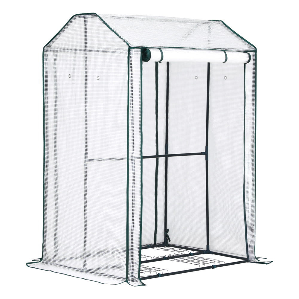 Greenhouses & Accessories: Green Fingers Mini Greenhouse PE Cover Green House Roll-Up Zippered Door 1.0x0.8x1.5M