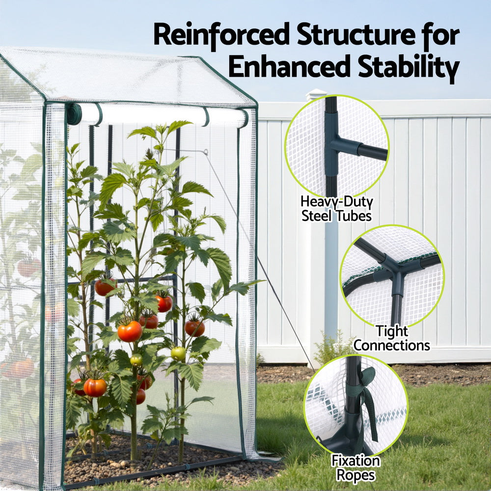 Greenhouses & Accessories: Green Fingers Mini Greenhouse PE Cover Green House Roll-Up Zippered Door 1.0x0.8x1.5M