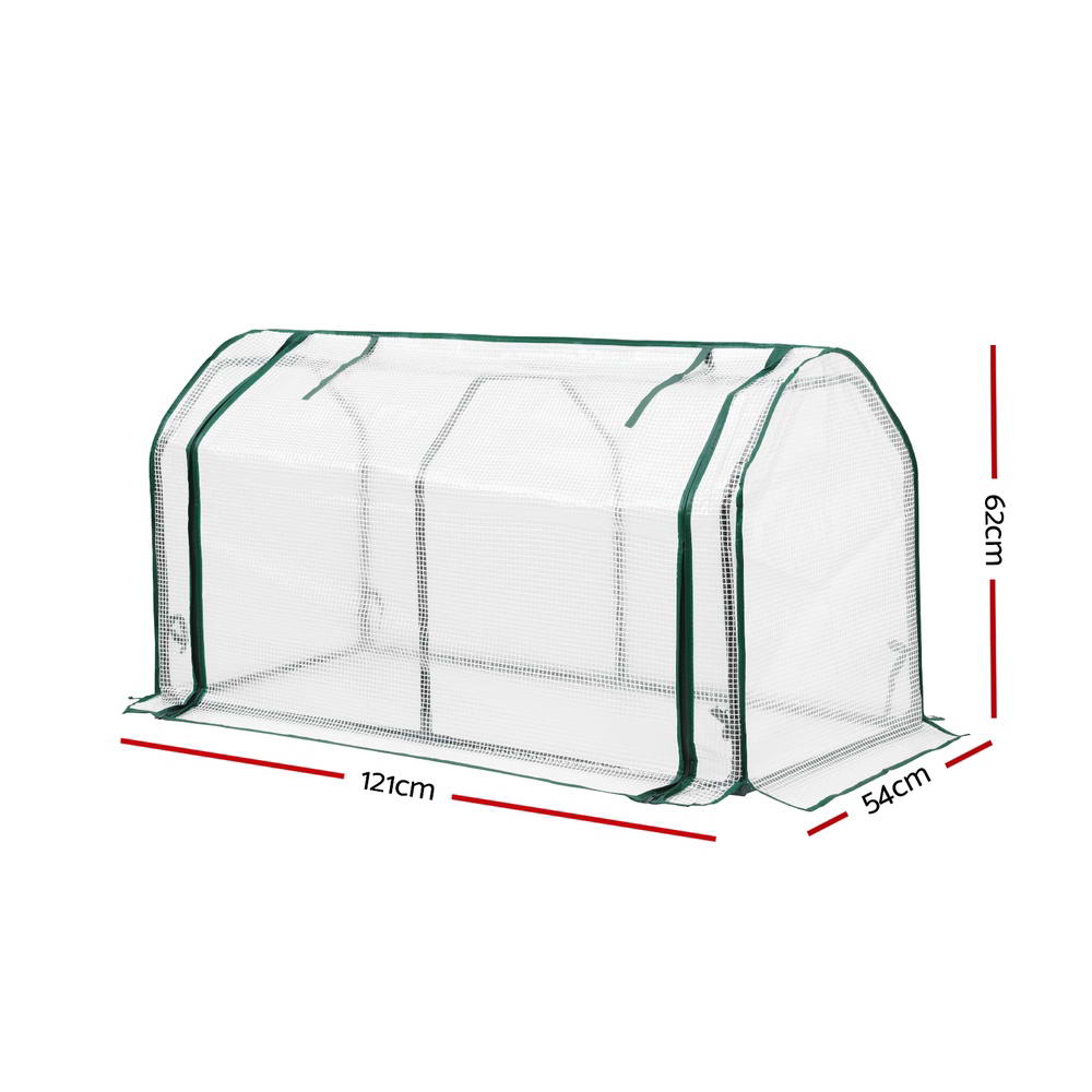 Greenhouses & Accessories: Green Fingers Mini Greenhouse PE Cover Green House Roll-Up Zippered Door 1.2x0.5x0.6M