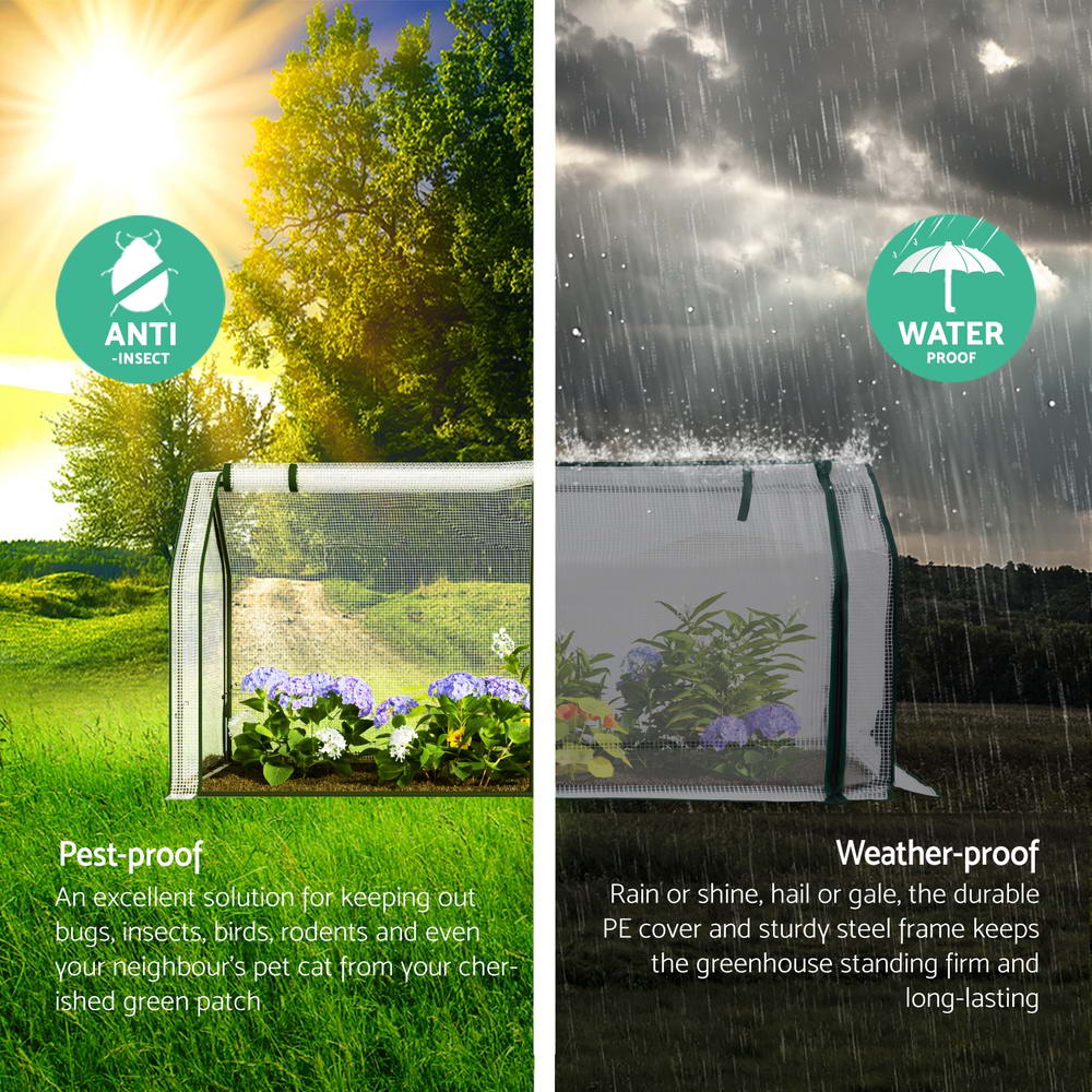 Greenhouses & Accessories: Green Fingers Mini Greenhouse PE Cover Green House Roll-Up Zippered Door 1.2x0.5x0.6M