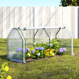 Greenhouses & Accessories: Green Fingers Mini Greenhouse PE Cover Green House Roll-Up Zippered Door 1.2x0.5x0.6M
