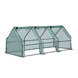 Greenhouses & Accessories: Green Fingers Mini Greenhouse 240x90x90cm Steel Frame PE Cover Outdoor Shelter