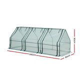 Greenhouses & Accessories: Green Fingers Mini Greenhouse 240x90x90cm Steel Frame PE Cover Outdoor Shelter