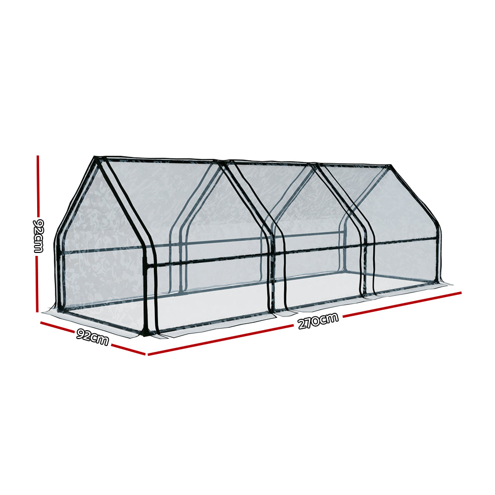 Greenhouses & Accessories: Green Fingers Greenhouse 2.7x0.9x0.9M Mini Green House Raised Garden Bed Planter Box