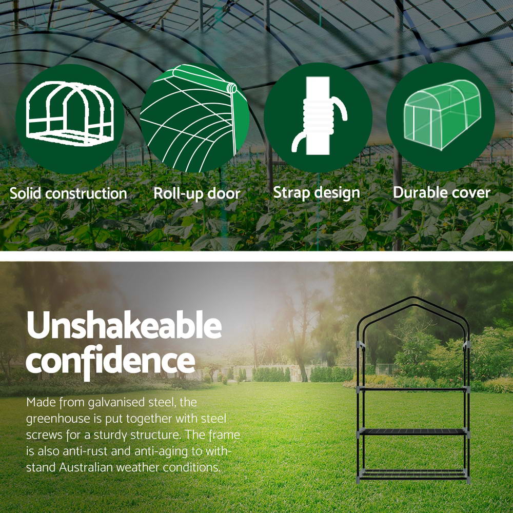 Greenhouses & Accessories: Greenfingers Greenhouse 3 Tiers Mini Green House Garden Bed Planter Box 1.28x0.7x0.5M