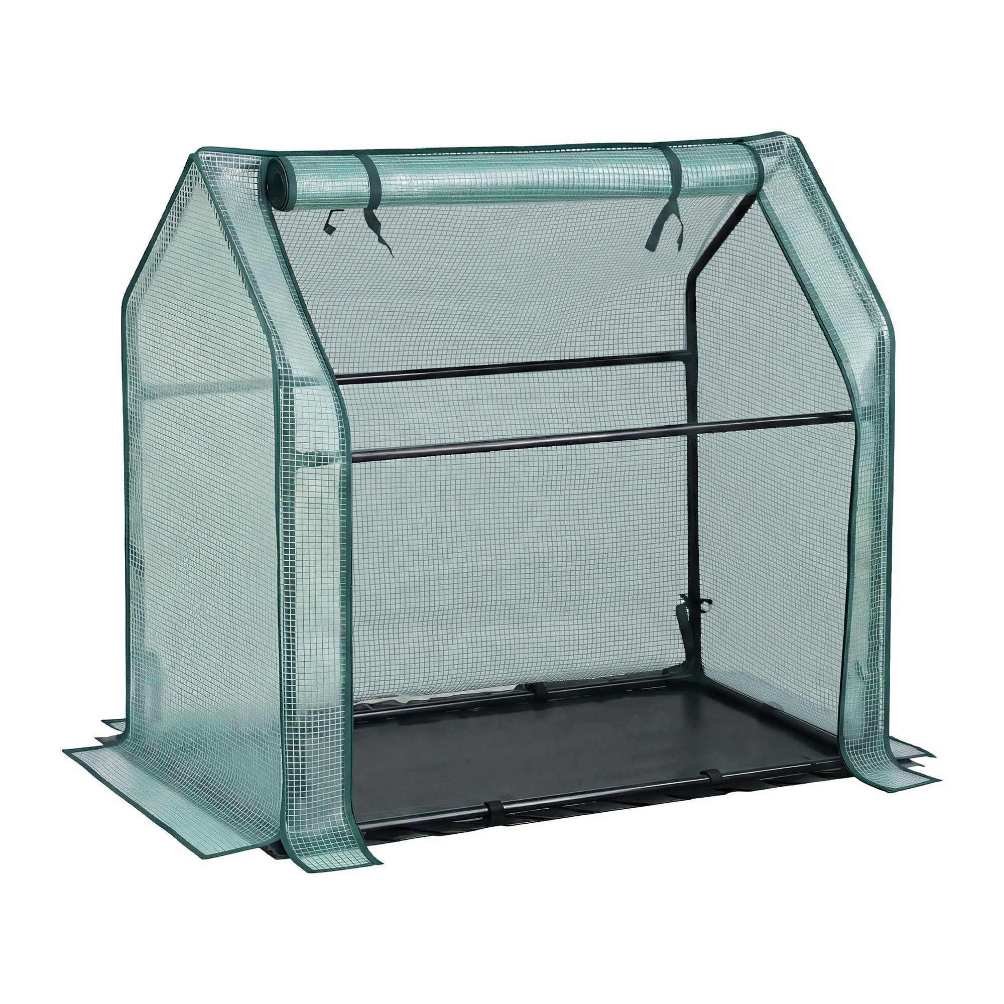 Greenhouses & Accessories: Green Fingers Mini Greenhouse 91x46x84cm Steel Frame PE Cover Outdoor Shelter