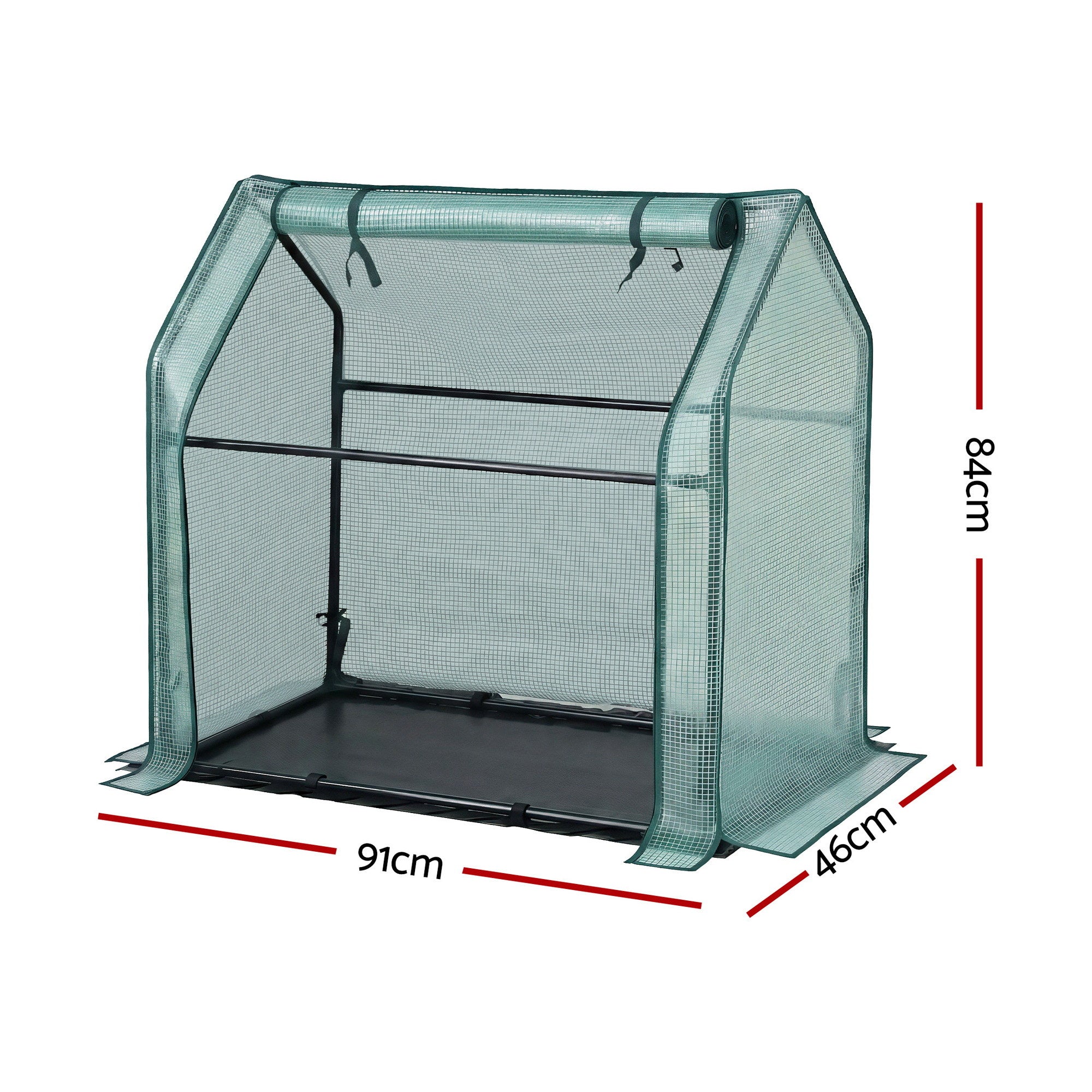 Greenhouses & Accessories: Green Fingers Mini Greenhouse 91x46x84cm Steel Frame PE Cover Outdoor Shelter