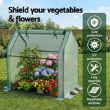 Greenhouses & Accessories: Green Fingers Mini Greenhouse 91x46x84cm Steel Frame PE Cover Outdoor Shelter
