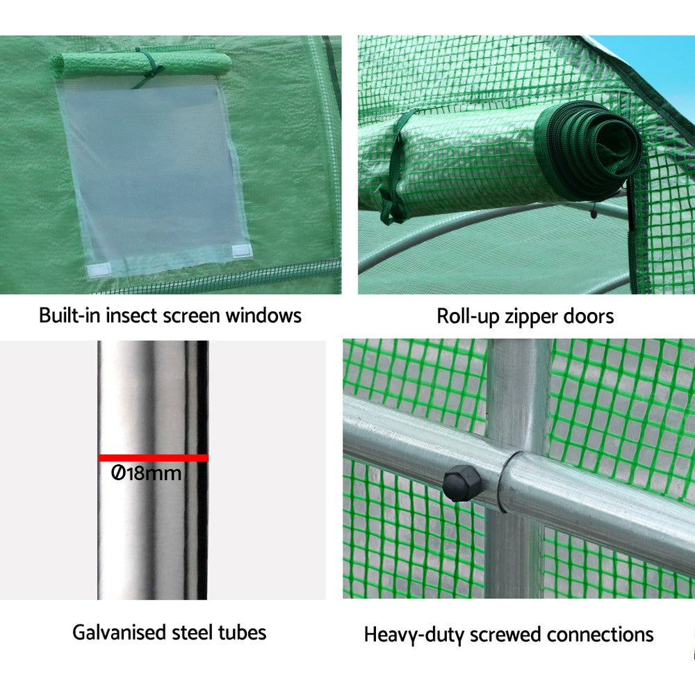 Greenhouses & Accessories: Green Fingers Greenhouse 4x3x2M Walk in Green House Tunnel Plant Garden Shed Dome
