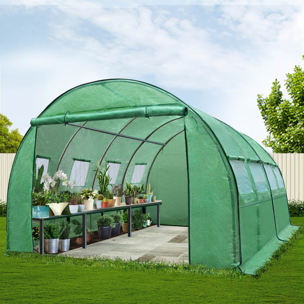 Greenhouses & Accessories: Green Fingers Greenhouse 4x3x2M Walk in Green House Tunnel Plant Garden Shed Dome