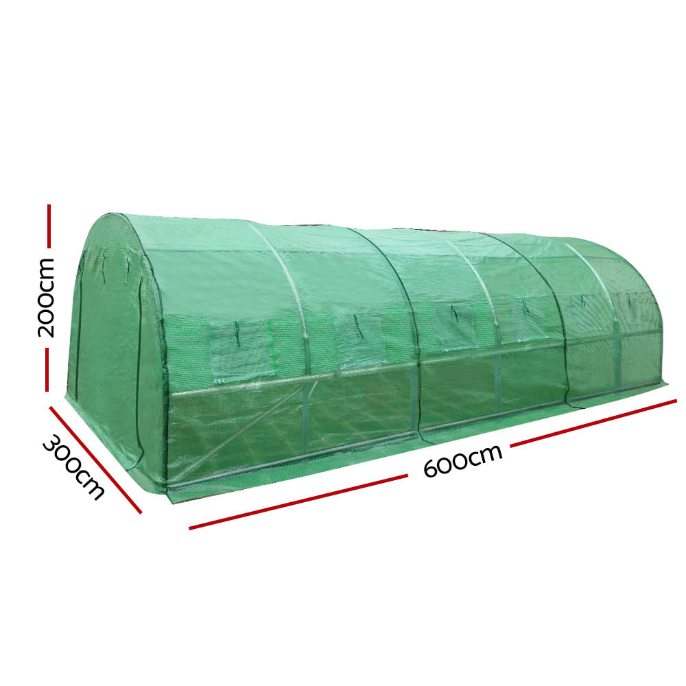 Greenhouses & Accessories: Green Fingers Greenhouse 6x3x2M Walk in Green House Tunnel Plant Garden Shed Dome
