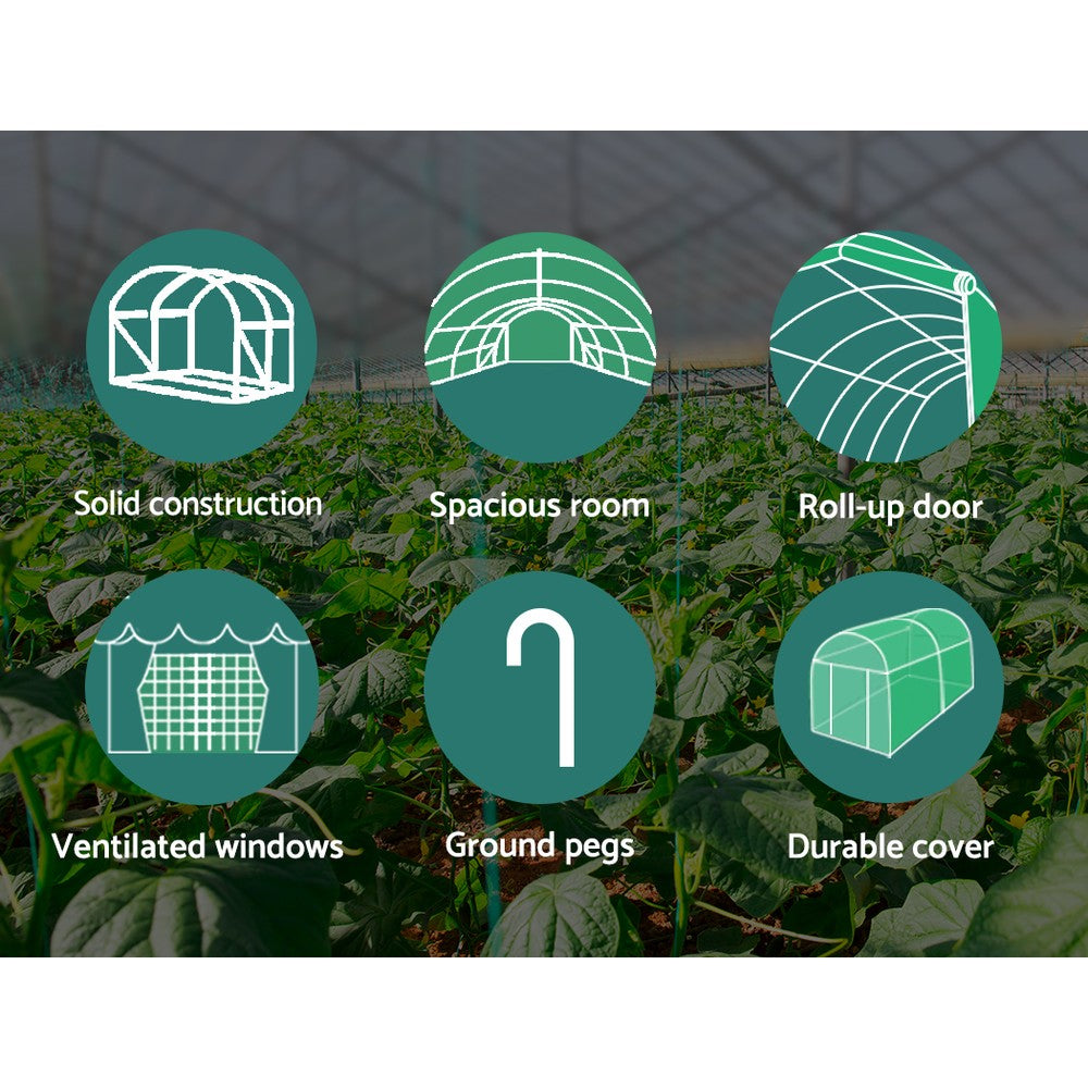 Greenhouses & Accessories: Green Fingers Greenhouse 6x3x2M Walk in Green House Tunnel Plant Garden Shed Dome