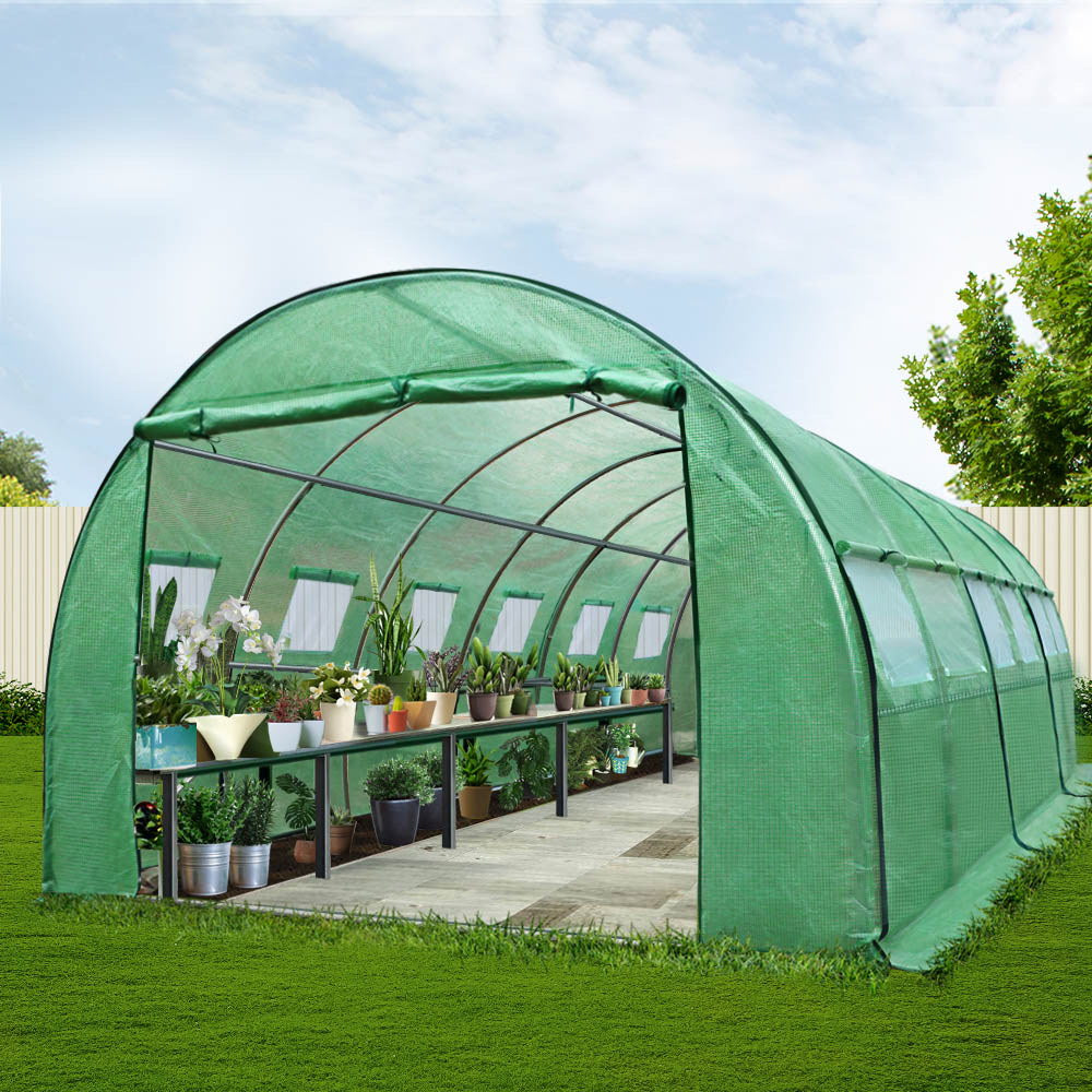 Greenhouses & Accessories: Green Fingers Greenhouse 6x3x2M Walk in Green House Tunnel Plant Garden Shed Dome
