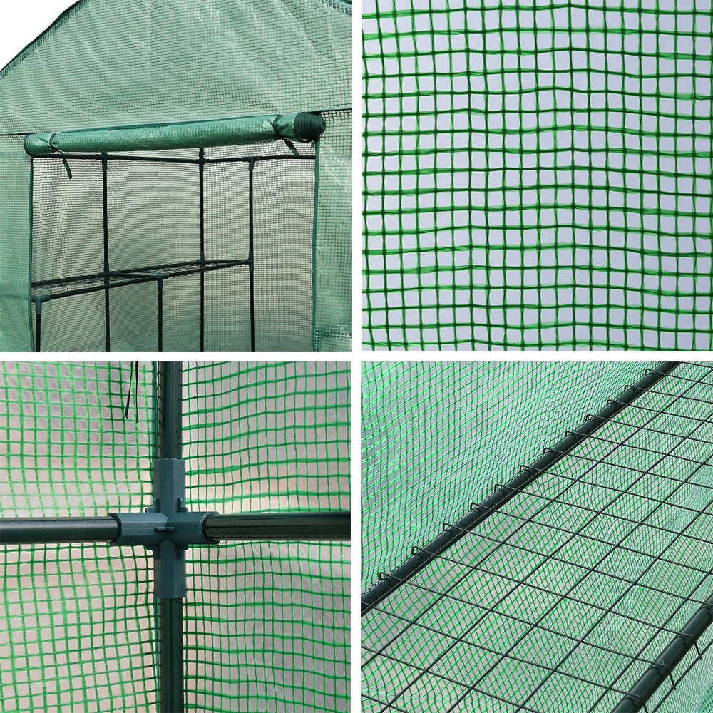 Greenhouses & Accessories: Green Fingers Greenhouse 1.4x1.55x2M Walk in Green House Tunnel Plant Garden Shed 8 Shelves